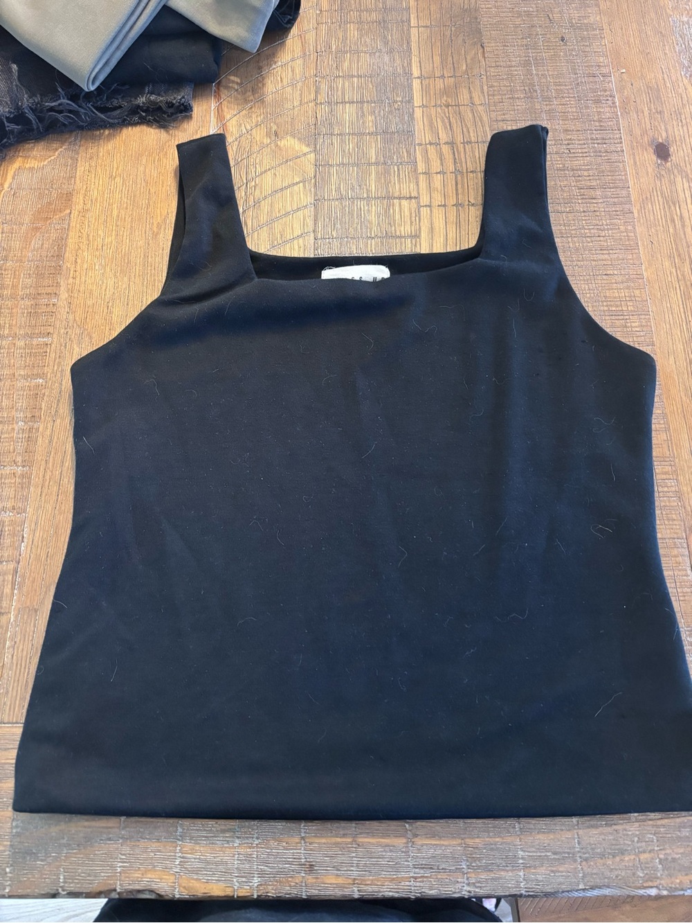 Women's Black Square-Neck Tank Top with Wide Straps